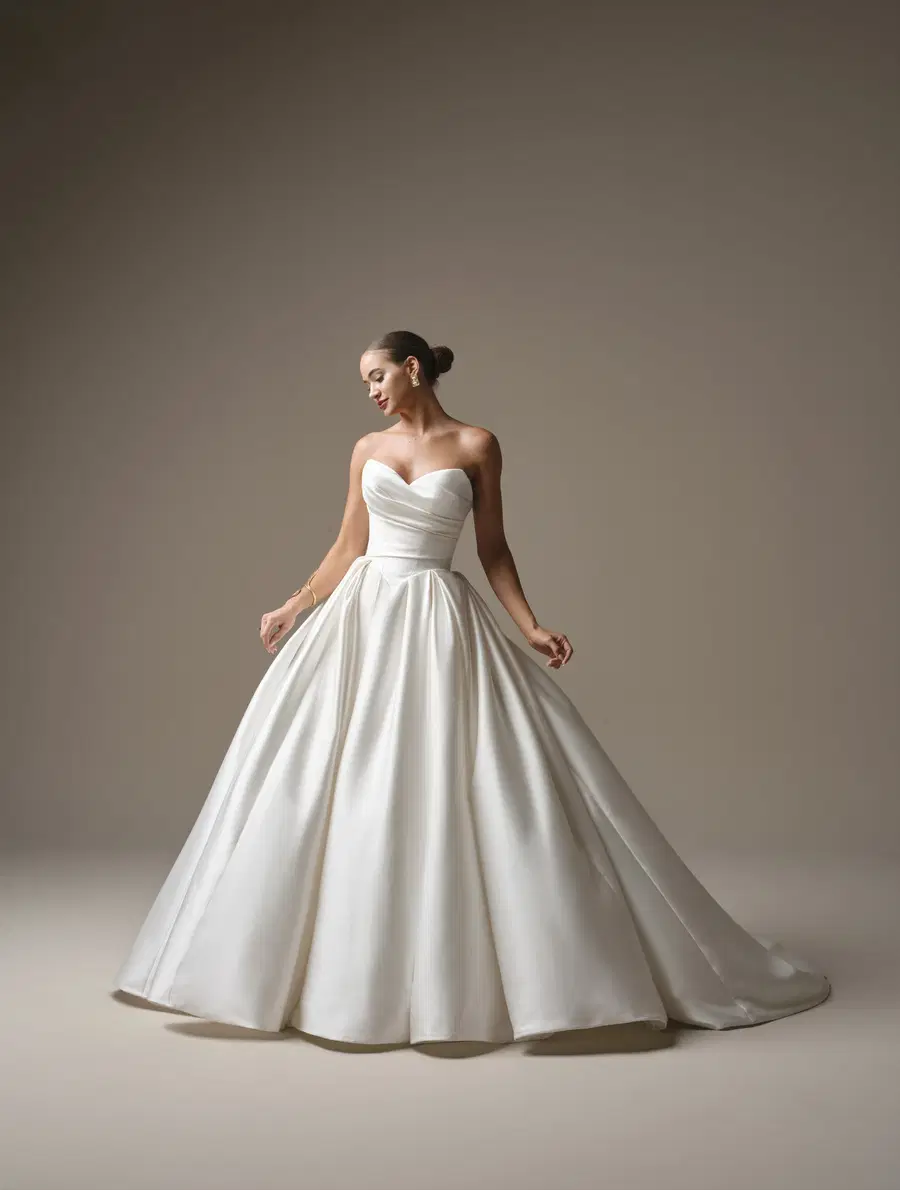 Elias by Sottero & Midgley: Ball Gown silhouette, sweetheart neckline, crepe
