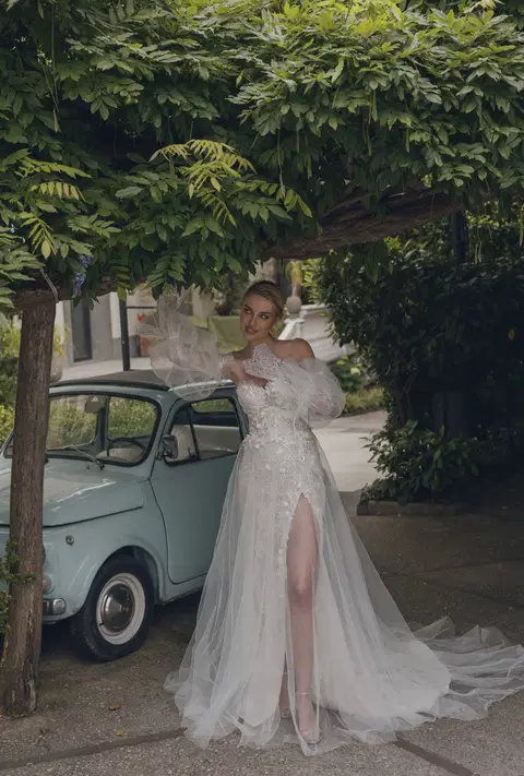 Paola 24-023 wedding dress by Ricca Sposa, fit & flare, lace