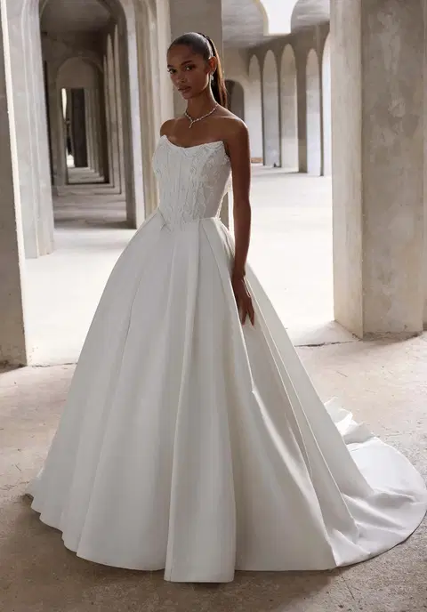 Lyra wedding dress by Mori Lee, ball gown, satin