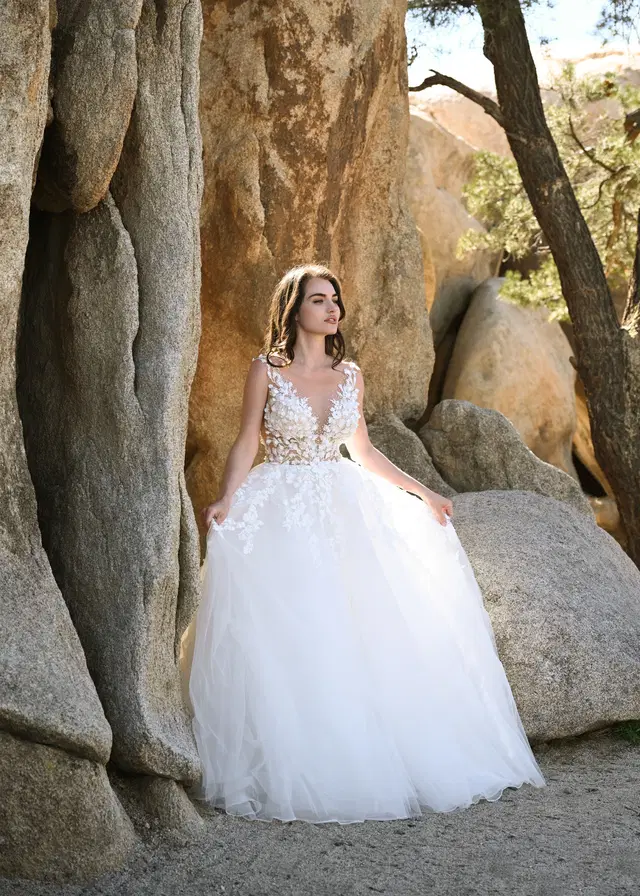 JOSHUA TREE by Dando London: Ball Gown silhouette, illusion neckline, sleeveless, tulle