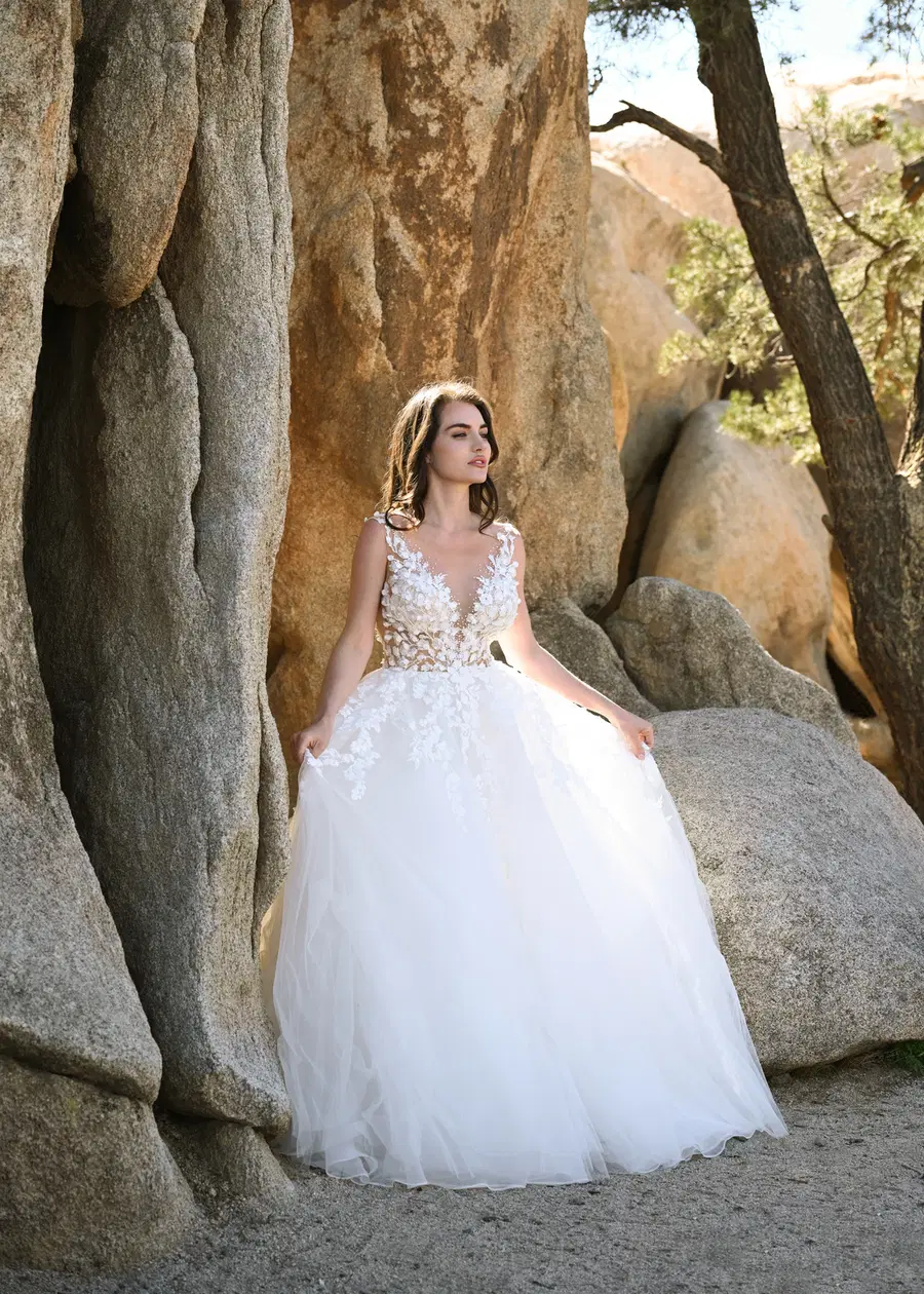 JOSHUA TREE by Dando London: Ball Gown silhouette, illusion neckline, sleeveless, tulle