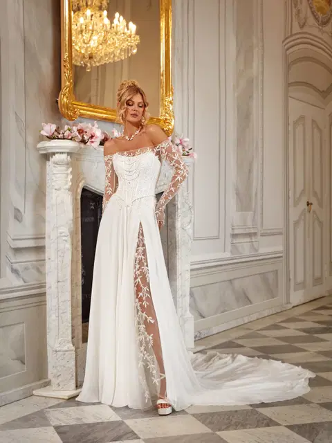 Nanette wedding dress by Vanilla Sposa, A-line, chiffon