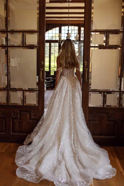 Bloom wedding dress by Tina Valerdi, ball gown, tulle