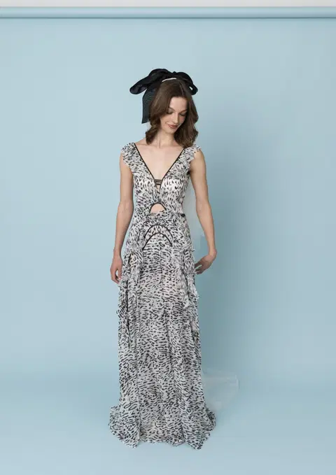 Tansila Glitter + Bow Veil by Kisui, chiffon, V-neck