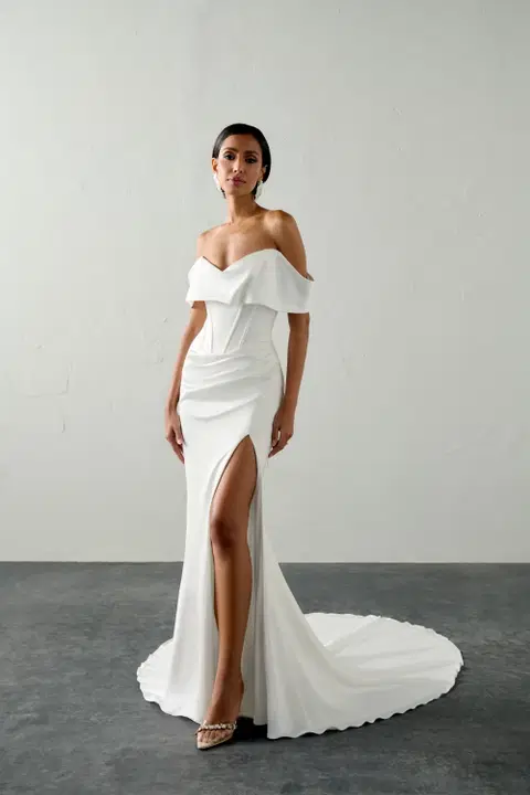 Tempest wedding dress by Justin Alexander Signature, trumpet, satin