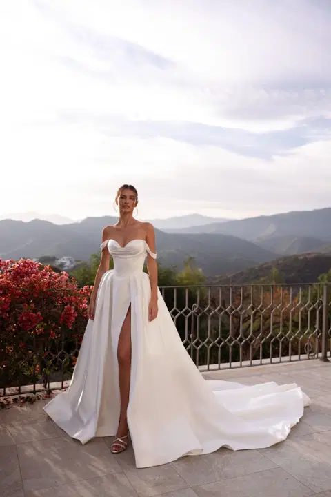 Whisper wedding dress by Tina Valerdi, ball gown, satin