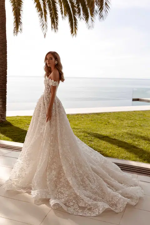 Kinga wedding dress by Tina Valerdi, fit & flare, tulle