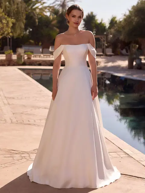 Ingrit wedding dress by Bianco Evento, A-line, satin