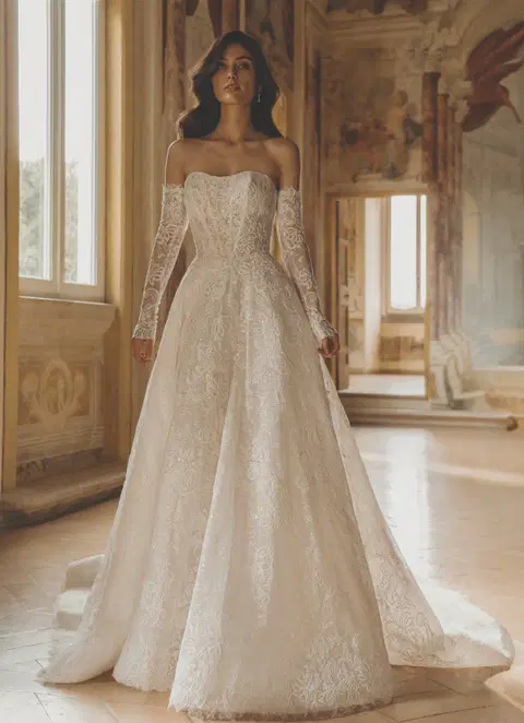 Destiny wedding dress by Pen·Liv, A-line, lace