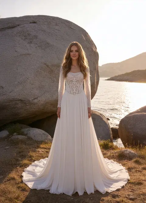 G0015 Luna wedding dress by Galvan Sposa, A-line, lace