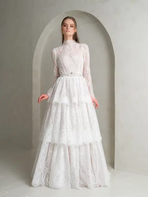 Sabine wedding dress by Katya Katya London, A-line, lace
