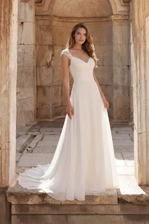 Style 6512 wedding dress by Daniela Di Marino, A-line, chiffon