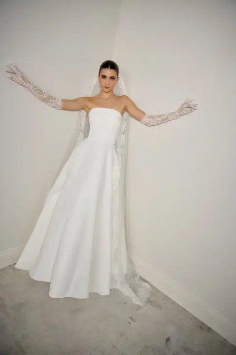 Empressa wedding dress by Justin Alexander Signature, A-line, satin
