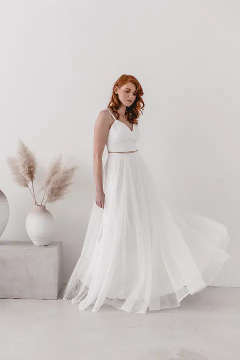 Ebbie wedding dress by Esther Hofmann, two-piece, chiffon