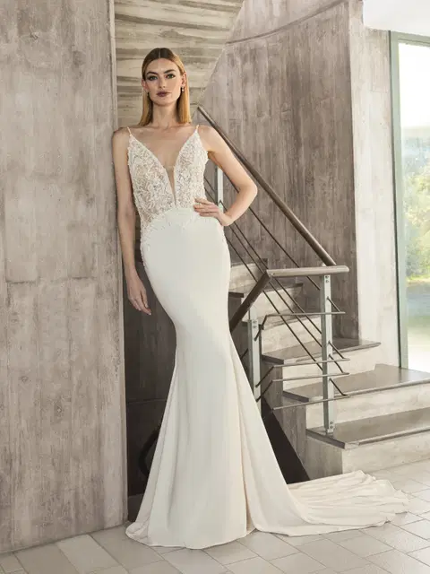Bicaz wedding dress by Pronovias, mermaid, lace