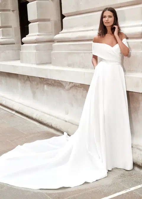 Mary Quant wedding dress by Dando London, A-line, satin