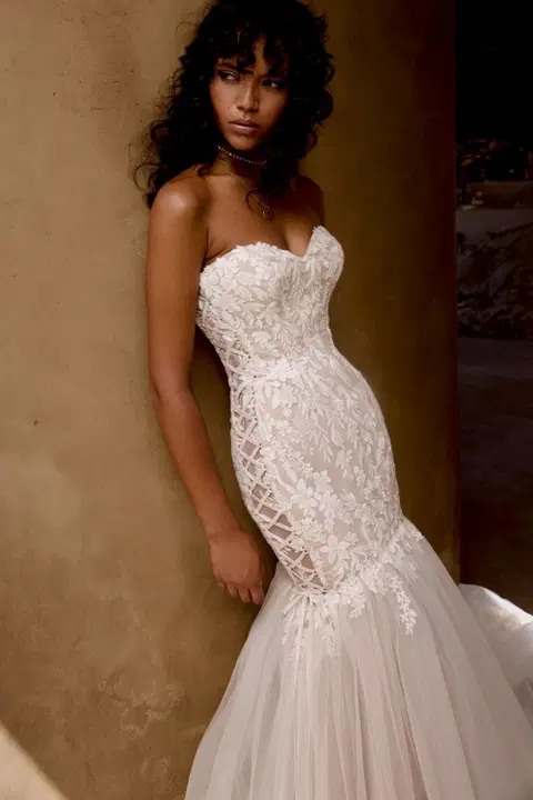 Style 66465 wedding dress by Lillian West, trumpet, lace