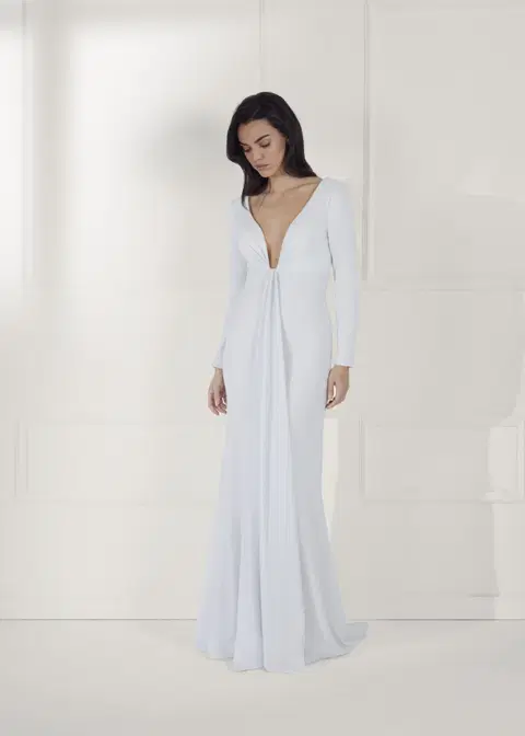 Lauren wedding dress by Serravalle, trumpet, jersey