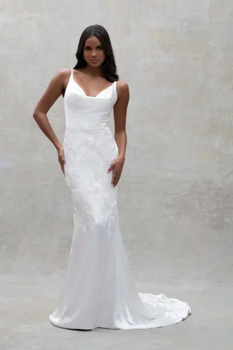 E517 - Veritas wedding dress by Abella, trumpet, satin