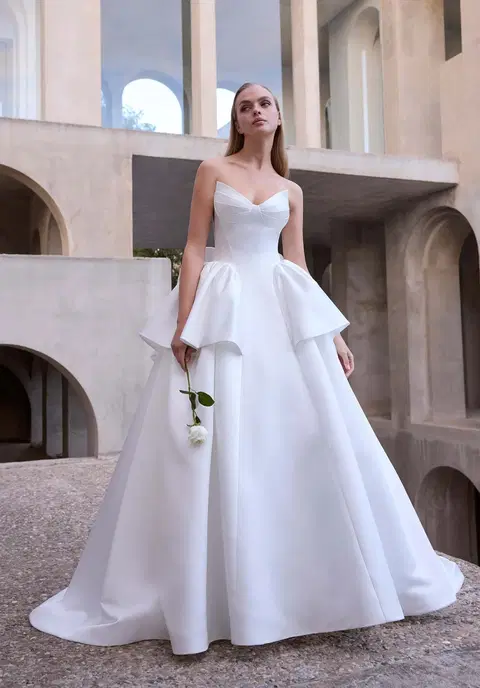 Ariadne wedding dress by Mori Lee, A-line, satin