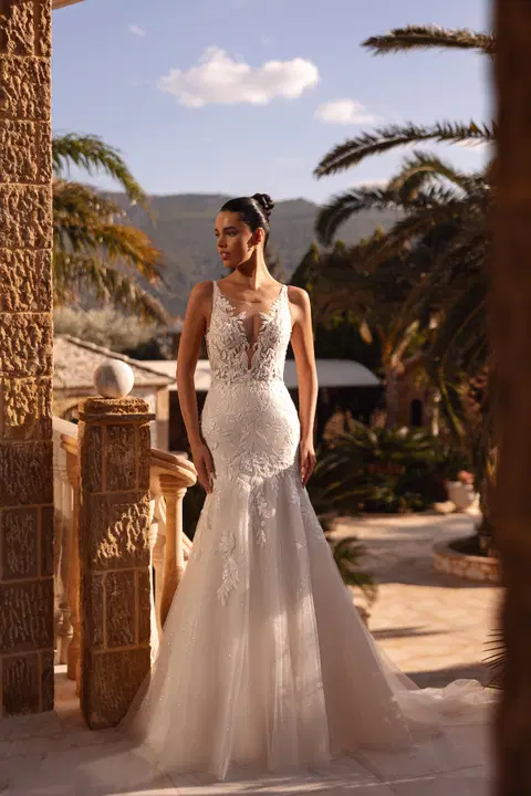 Style 8256 wedding dress by Demetrios, mermaid, lace
