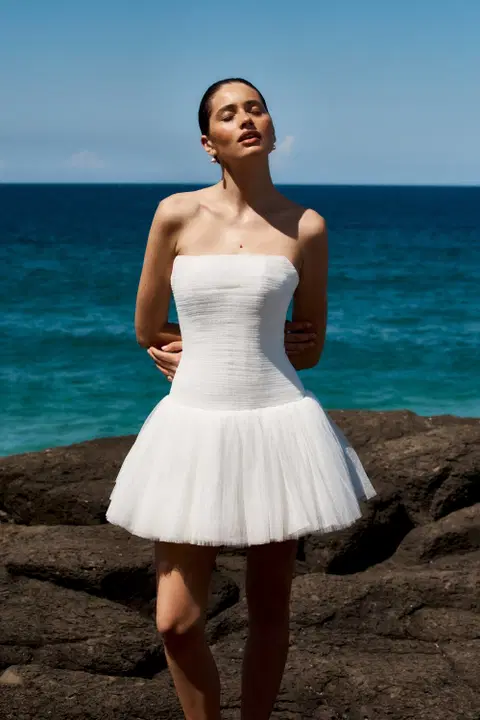 Zeke Mini wedding dress by MWL Bride, short, tulle