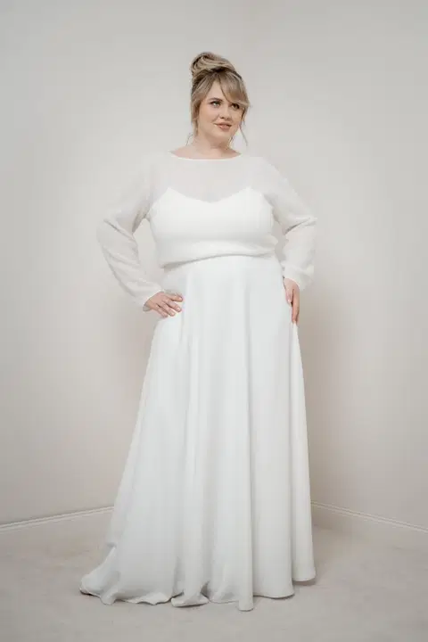 Pullover Suvi Curvy wedding dress by noni, two-piece, boat neck