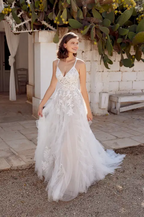 Style 66407 wedding dress by Lillian West, A-line, bikini