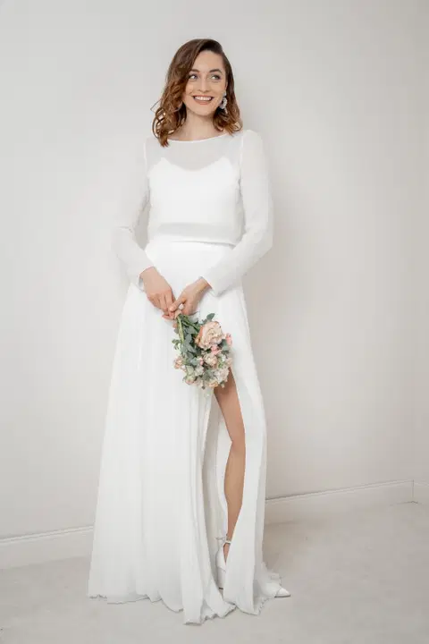 Pullover Suvi wedding dress by noni, two-piece, boat neck