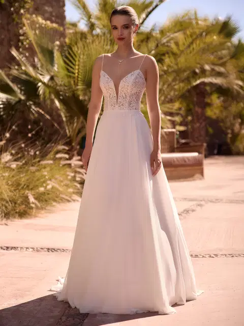 Lineth wedding dress by Bianco Evento, A-line, lace