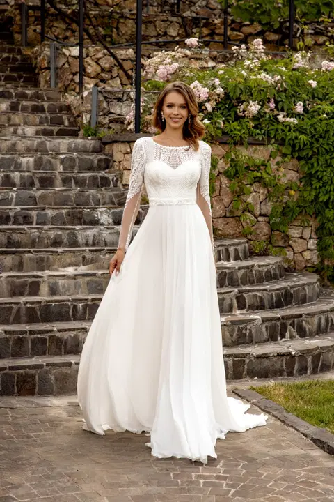 Style 1073+8011 wedding dress by Angela Bianca, lace, jewel