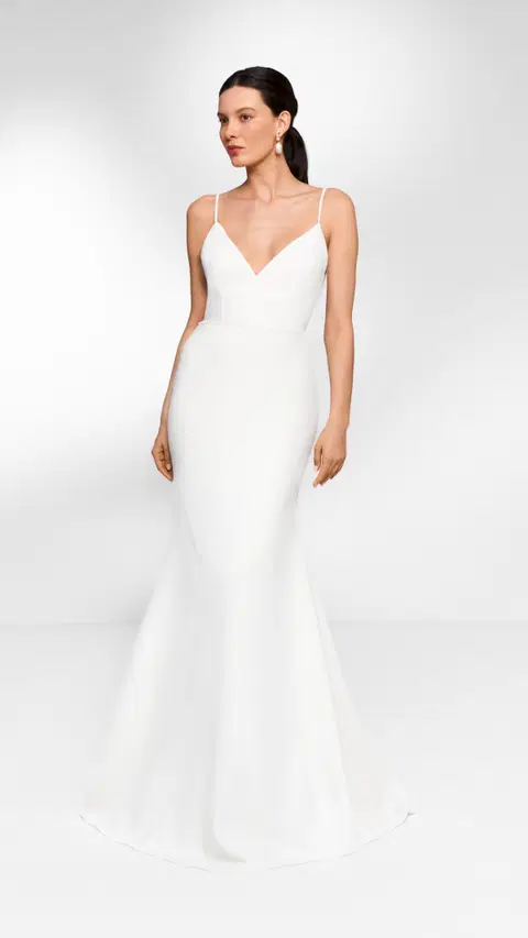Mira wedding dress by Anna Kara, fit & flare, crepe