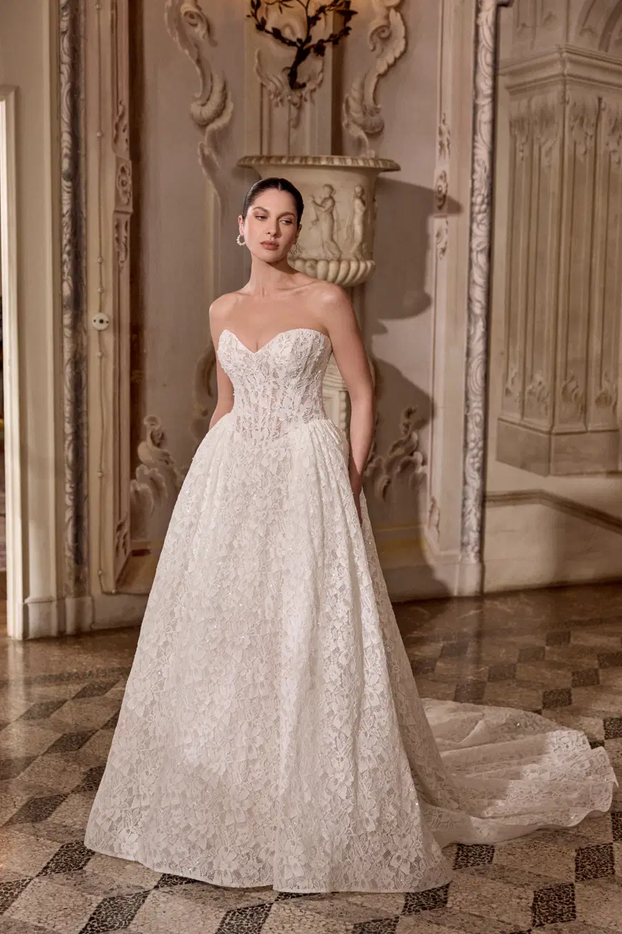 Love by Justin Alexander: Ball Gown silhouette, sweetheart neckline, lace