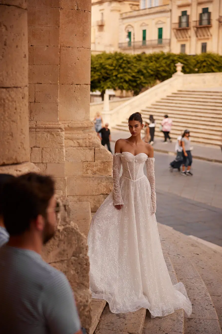 Fidella by Anne Mariée: A-Line silhouette, separate sleeves, lace