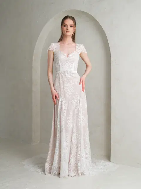 Aveline wedding dress by Katya Katya London, A-line, lace