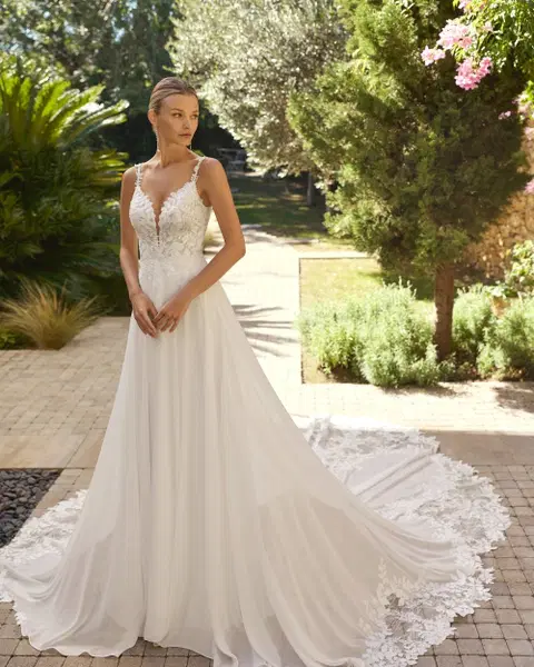 Marlen Brautkleid von Alma Novia, A-Linie, Georgette