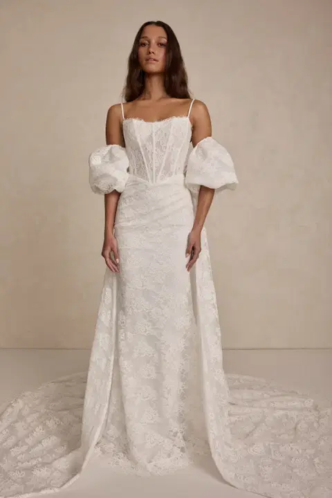 Romy. wedding dress by MWL Bride, trumpet, lace