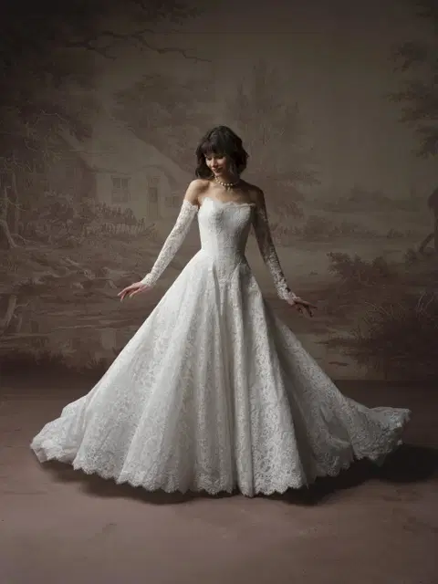 Serena wedding dress by Maggie Sottero, A-line, lace