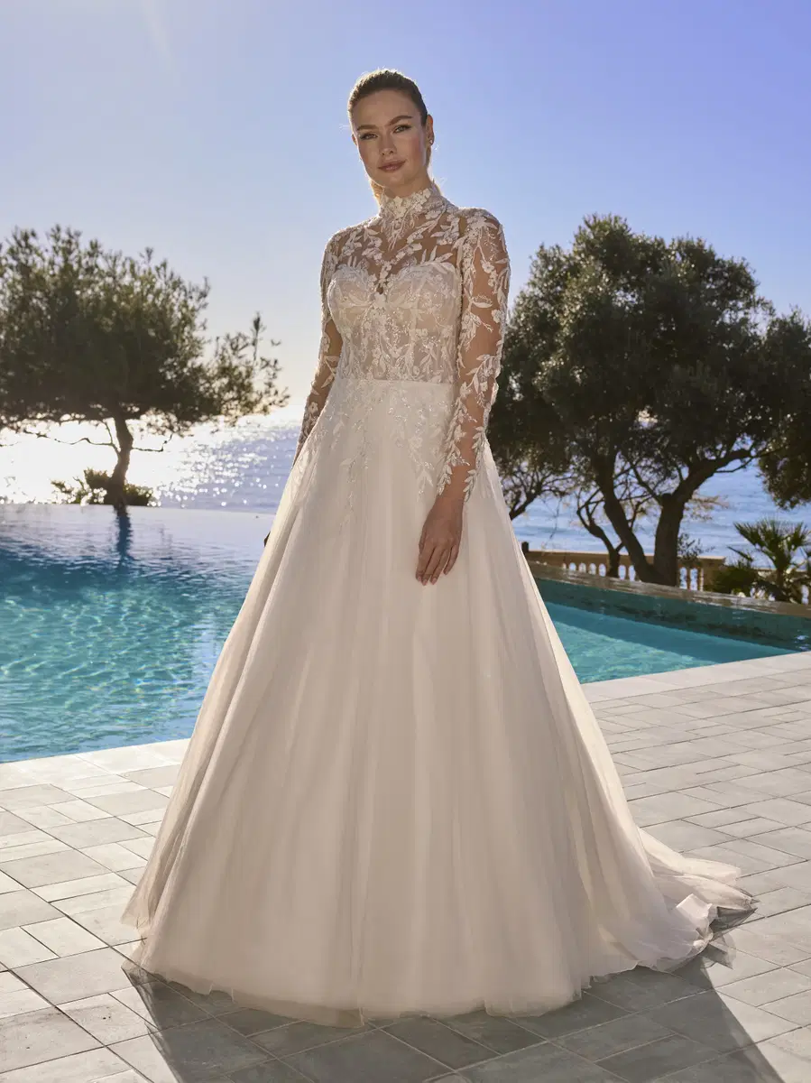 ENCELIA by Ladybird: Princess silhouette, high neck neckline, long sleeves, tulle