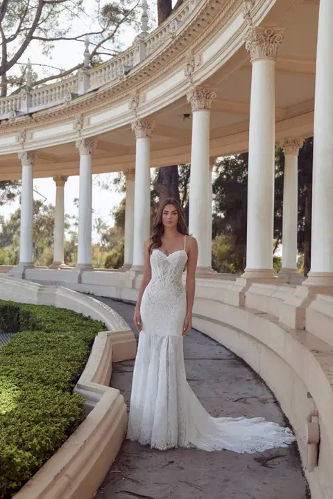 126262 Angelina wedding dress by Calla Blanche, trumpet, lace