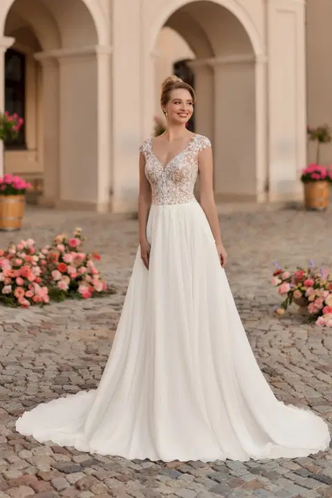 Style 1179 wedding dress by Angela Bianca, A-line, lace