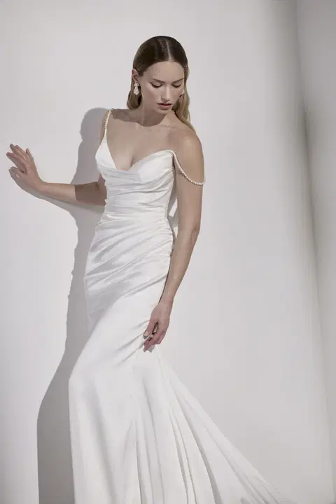 Devon wedding dress by Avenue by Josephine Scott, trumpet, satin