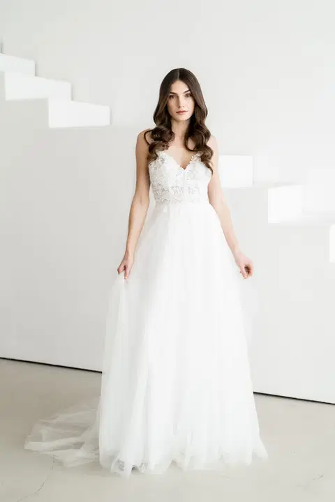 April wedding dress by Esther Hofmann, A-line, lace