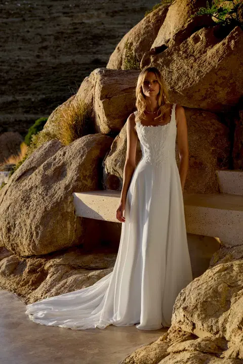 Style 66450 wedding dress by Lillian West, A-line, lace