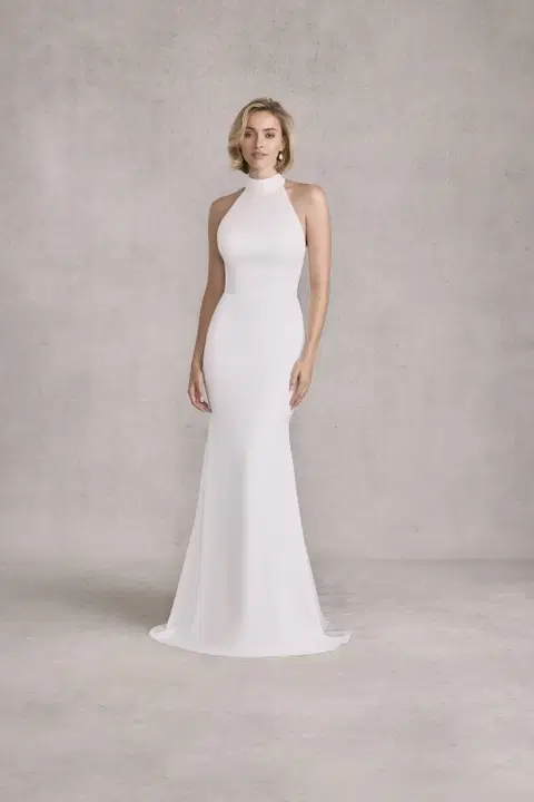 Sandie wedding dress by Mori Lee, fit & flare, crepe