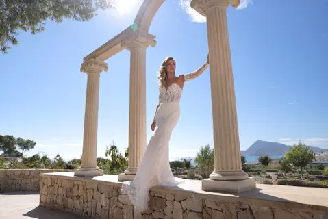Alouise wedding dress by Azuree Bridal, fit & flare, lace