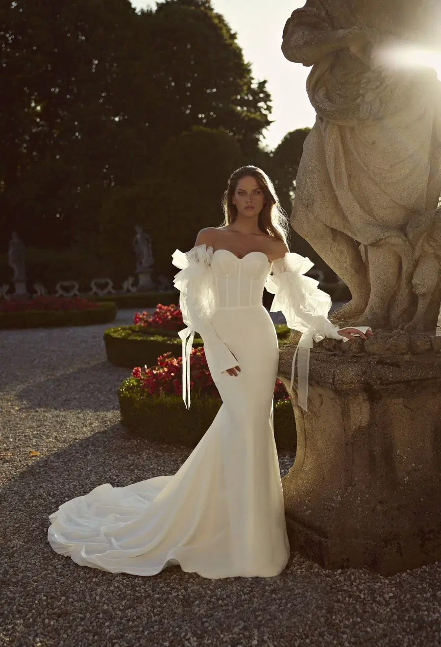 Carlotta 24-004(3) by Ricca Sposa Atelier: Mermaid silhouette, sweetheart neckline, long sleeves, tulle