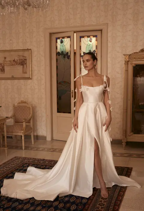 Lucretia 25-011 wedding dress by Ricca Sposa Atelier, A-line, mikado