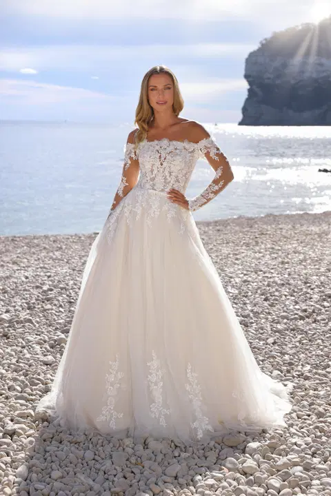 Anja wedding dress by Azuree Bridal, A-line, lace