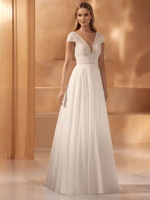 Norma wedding dress by Bianco Evento, A-line, lace